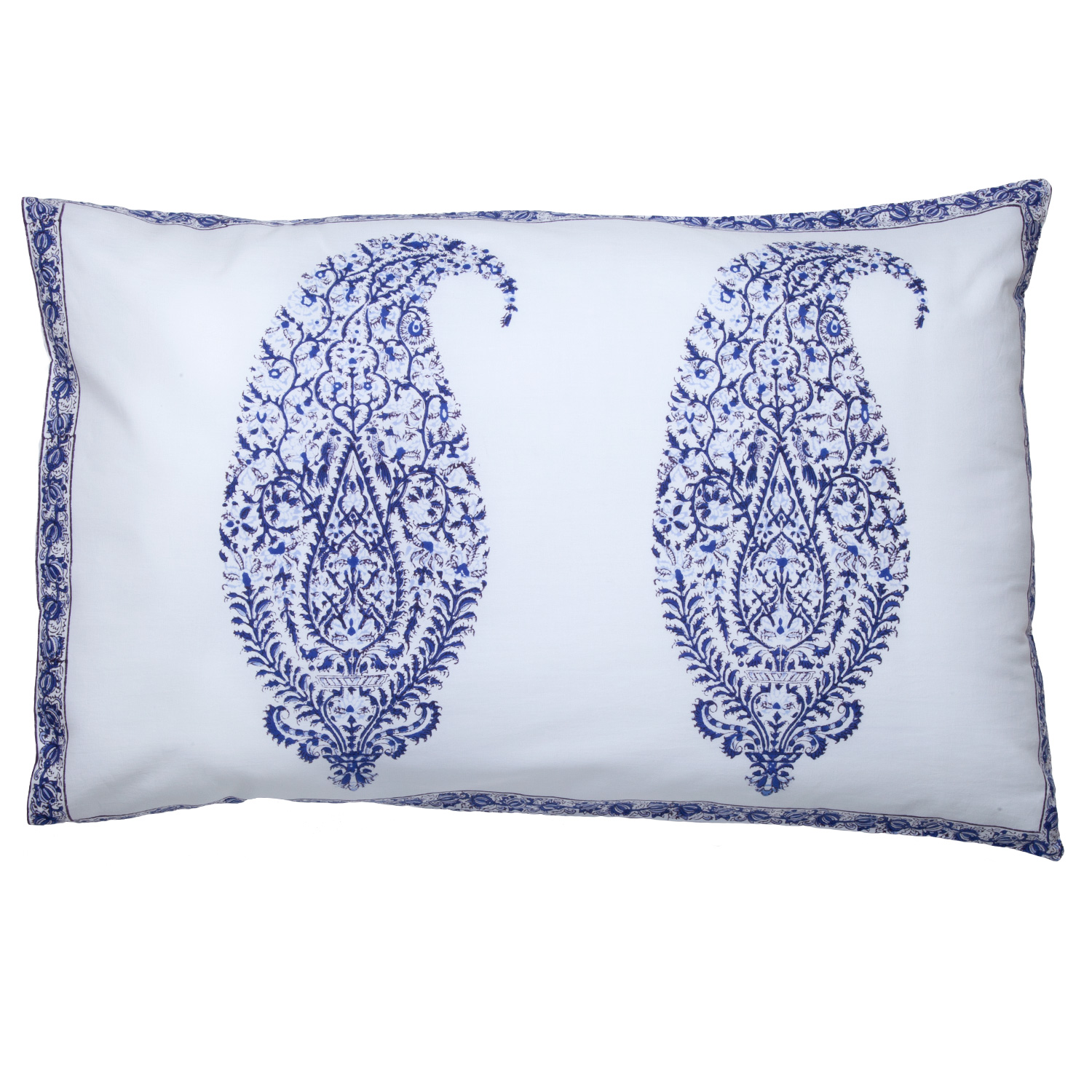 Malabar Paisley Reversible Pillow Case - Deep Blue